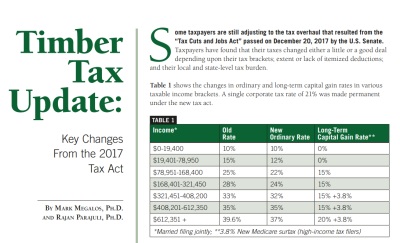 Timber Tax Update: Key Changes From the 2017 Tax Act